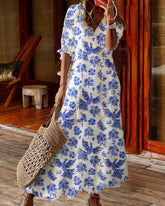 Lång klänning med V-ringning